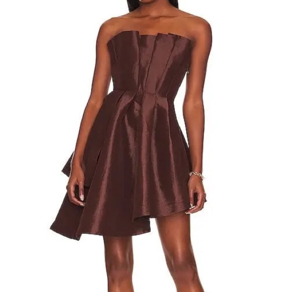 LPA Asymmetrical Strapless Brown Dress
